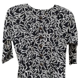 Vintage 80s Breli II Secretary Dress Feminine Ribbons Bows Print Made in USA